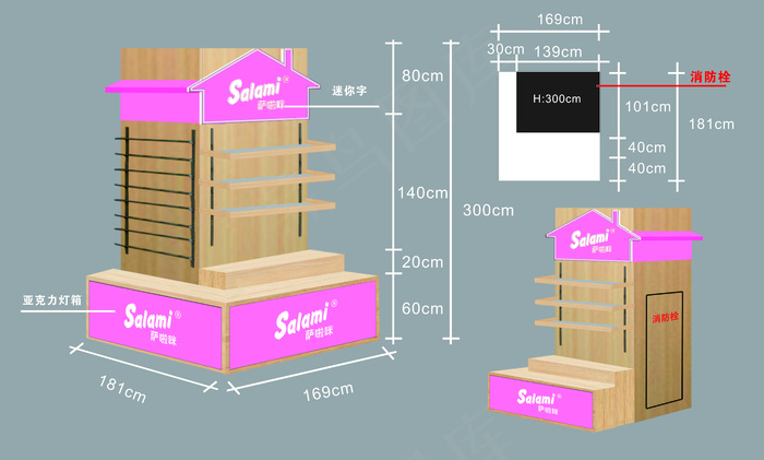 萨拉米美食元素包柱制作尺寸图