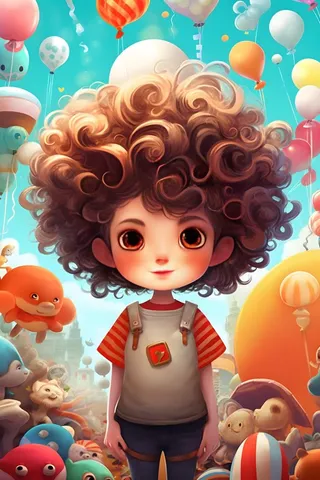 儿童孩子玩耍气球乐园聚会插画海报素材背景