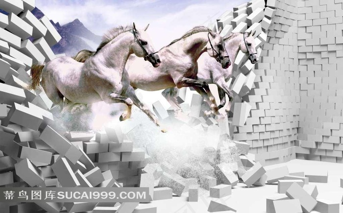 白马3D背景墙