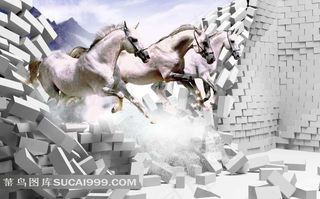 白马3D背景墙
