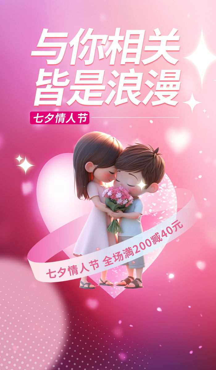 七夕情人节psd模版下载