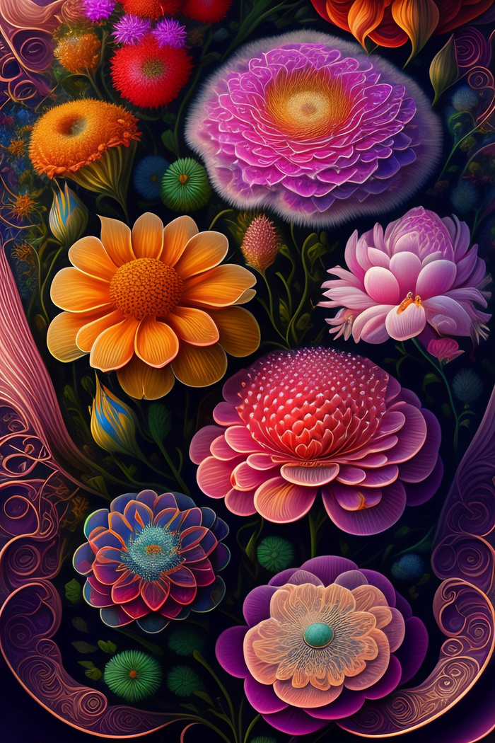 梦幻插画精细花朵海报壁纸