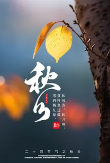 蓝色秋天立秋节气美丽海报
