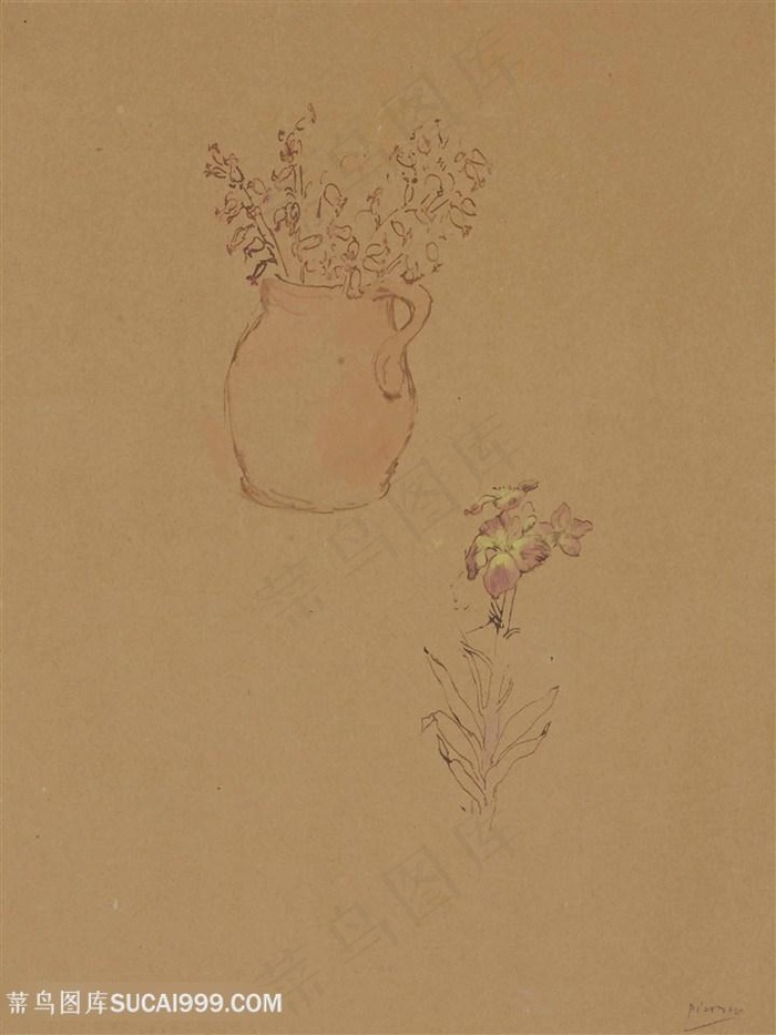 毕加索唯美花卉花瓶装饰画