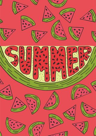 西瓜夏日背景 字母水果组合