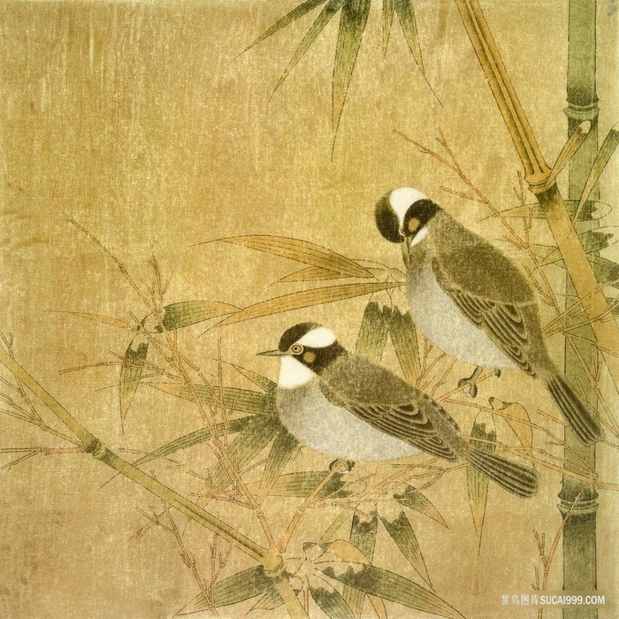 竹子花鸟中式画