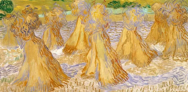 梵高麦堆抽象油画作品图片