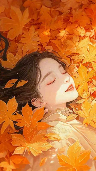 秋天秋季落叶美人，阳光落日秋叶，立秋秋分