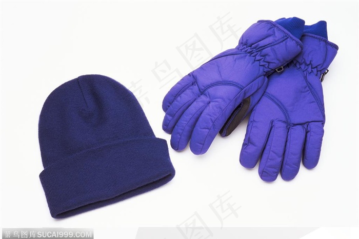 运动装备-蓝色帽子和手套