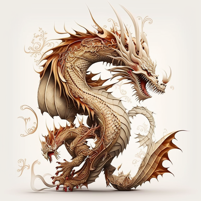 节日生肖龙，插画风格，红色，综合使用