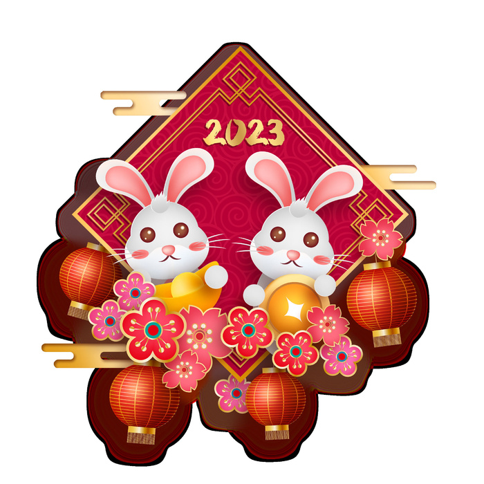 新春兔年2023年红色素材psd模版下载