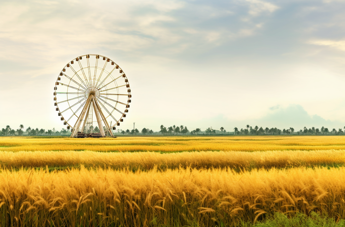 大天空和摩天轮北京东村风格浅黄色摄影图