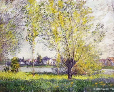 柳树公园美景风景画油画 柳树公园美景风景画油画