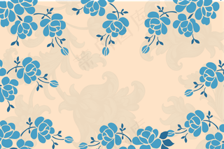 蓝色花边边框背景图片