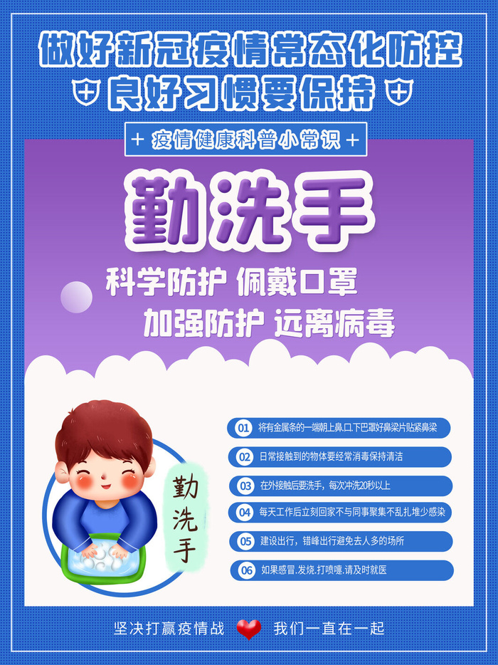 疫情常态化新冠防控系列套图社区宣传公益海报PSD设计素材模板