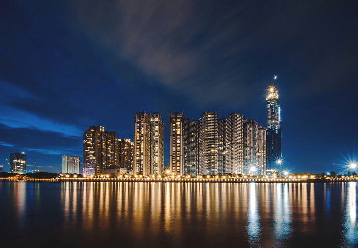 高清唯美城市夜景海边夜景