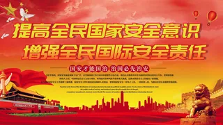 全民国家安全教育日科普社区公益背景展板海报PSD素材模板设计
