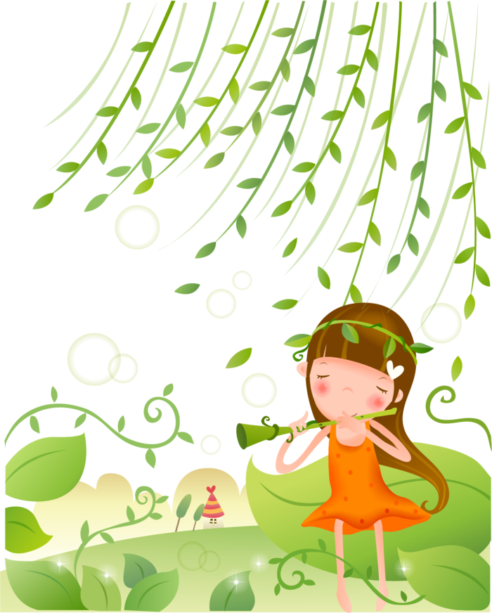 春天绿色春季水墨柳树柳条柳叶春季海报设计PNG免扣素材