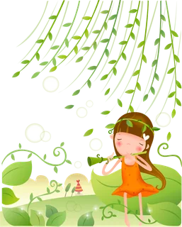 春天绿色春季水墨柳树柳条柳叶春季海报设计PNG免扣素材