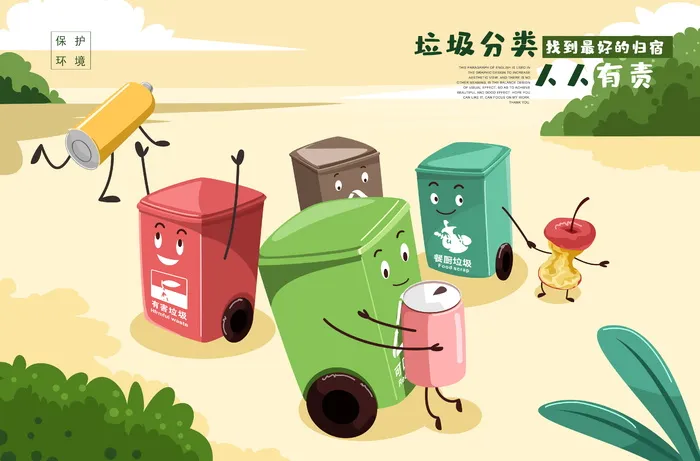 垃圾分类海报psd模版下载