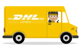 送货车卡通黄色简笔