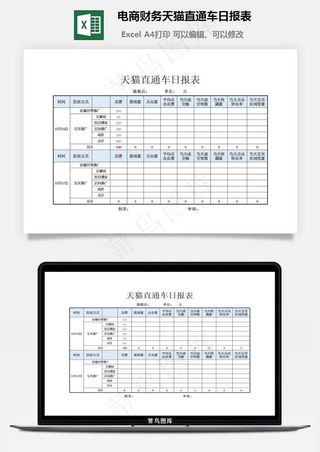 电商财务天猫直通车日报表