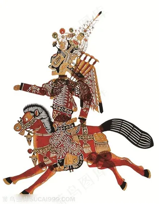 骑着马的男子皮影戏中国风图片