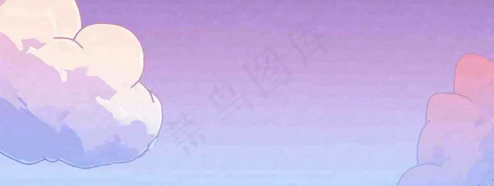 天空紫蓝色渐变云朵云层浪漫手绘插画(1712x647)
