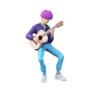抱着电吉他的男孩3D免抠