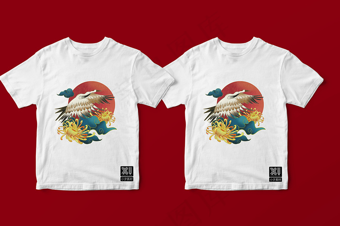 唯美国潮风中式短袖T恤智能贴图样机