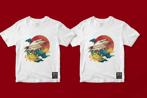 唯美国潮风中式短袖T恤智能贴图样机