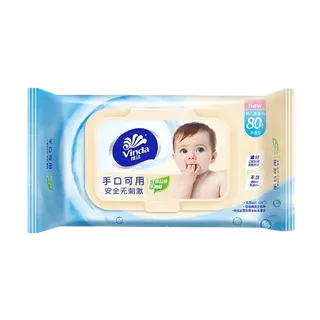 维达  手口可用安全无刺激湿纸巾 婴儿抽取式无香型湿巾80片／包  300312超市商品白底图免抠实物摄影png格式图片透明底