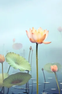 简约雾面荷花池塘背景