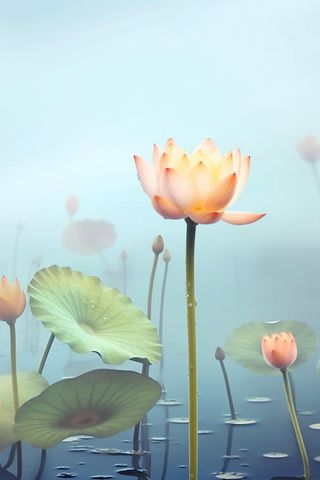 简约雾面荷花池塘背景