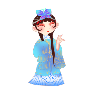 卡通京剧戏剧人物脸谱插画PNG图片 国潮中国风Q版戏剧人物PS素材