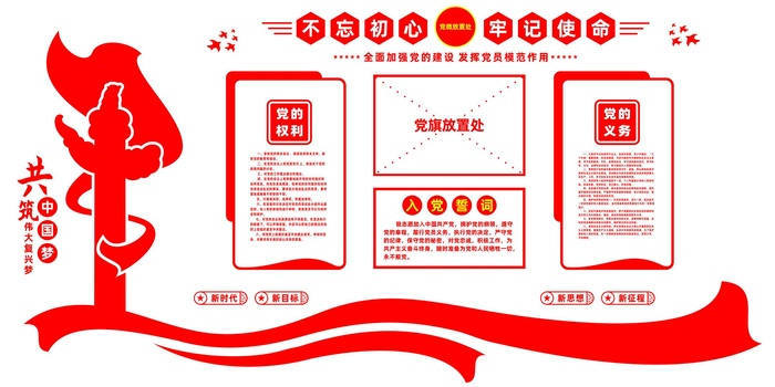 不忘初心党建文化墙cdr矢量模版下载