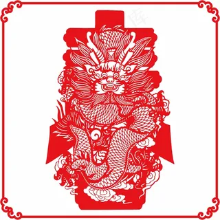龙年春节剪纸 剪纸风元素