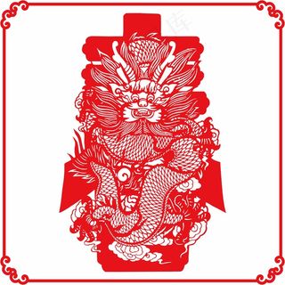 龙年春节剪纸 剪纸风元素
