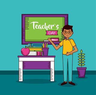 感恩节教师节手绘蓝色背景