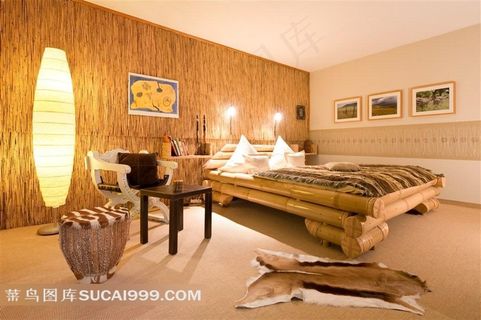 卧室房间布置陈设内景摄影