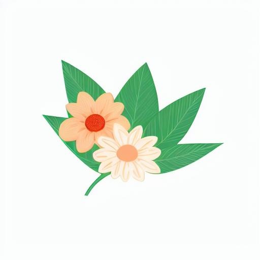 一丛花朵有绿叶手绘卡通png免抠(2048x2048)