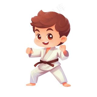 跆拳道男孩插画免抠
