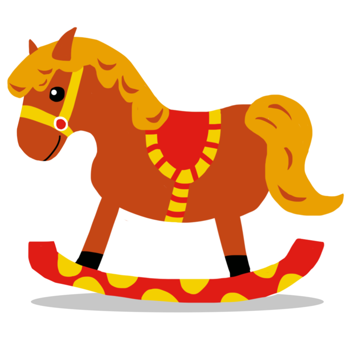 木马玩具剪贴画儿童节幼儿园插画