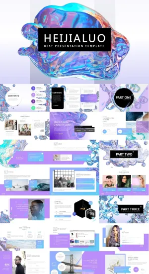 【3D液体金属】科幻视觉炫彩抽象大气铝箔通用模板PPT 预览图