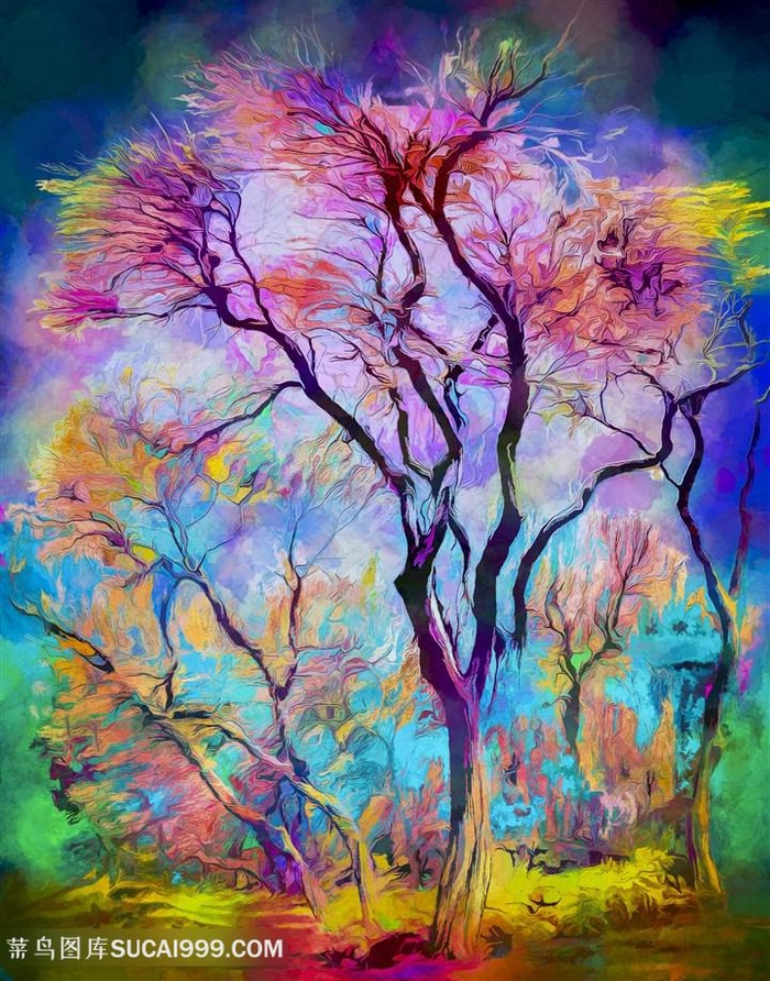 唯美绚丽的七彩花树