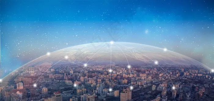 金融商务互联网覆盖城市海报会议背景设计图