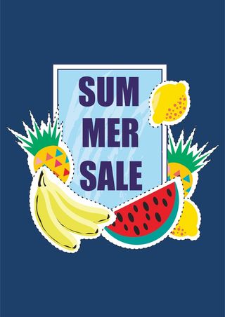 夏日水果 柠檬西瓜菠萝 香蕉