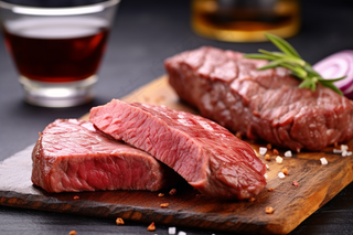 牛排铁板装盘美食摄影图