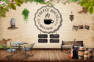 复古咖啡店装饰背景墙