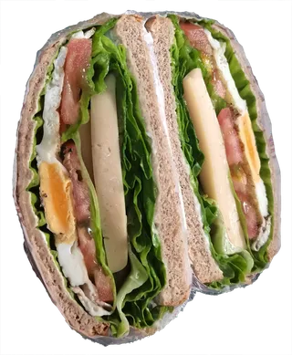 减肥美食对切田园清新色调煎蛋半圆三明治免抠元素实物摄影素材